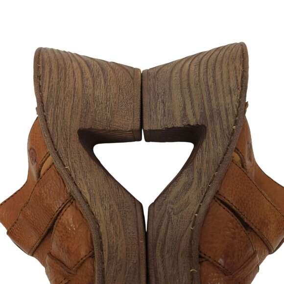 Born Pollina Clog Mule Womens Size 9 M Block Heel Platform Brown Leather Woven - Picture 16 of 16